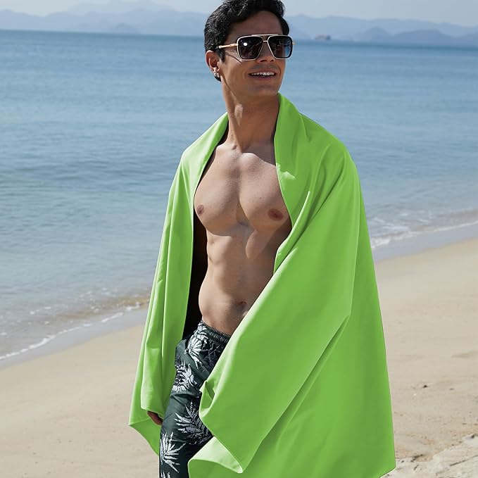 Rainleaf 2 Pack Microfiber Quick Dry Travel Towel, Super Absorbent Ultra Compact Lightweight Camping Towel for Gym, Hiking, Pool, Yoga - Green