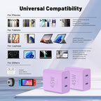 QZIIW Super Fast Samsung Charger Type C,45W Dual Port USB C Fast Charger Block [2-Pack] & Extra Long 60W 3/6/6/10FT USB C Cable - PD Quick Charging 3.0 for Samsung Galaxy S25 Ultra/S24+/S23 iPhone 16