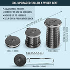 NUMANU 2026 Upgraded XXL Collapsible Stool with Cushion & Bag, 1000lbs Max Weight, 19.7" Heavy Duty Portable Retractable Telescoping Folding Seat Chair or Travel Footrest