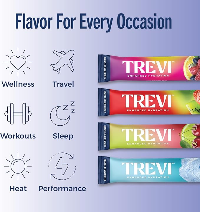 TREVI™ Sugar Free Electrolytes - Drink Mix Hydration Powder Packets - 28 Count - Favorites Variety Pack - Cherry Lime, Strawberry Kiwi, Berry Lemonade, Arctic Frost