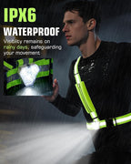 Zacro Reflective Running Vest with 9 RGB Modes, 500LM High Visibility Chest Light for Runners, Rechargeable Light Up Running Gear for Night Safety Cycling Hiking Dog Walking Adjustable for Men Women