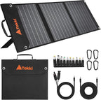 Takki 60W Solar Panel Foldable Solar Charger Kit with USB DC Type-C Ports for Portable Power Station Generator Camping Outdoor, 10 Connectors
