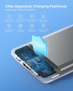 VEEKTOMX Small Portable Charger 10000mAh, Mini Power Bank 22.5W Fast Charging, Slim & Lightweight Travel Essentials, 3-Output External USB C Battery Pack Compatible with iPhone 17 16 15 (Dark Black)