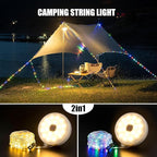 2-Pack Camping String Lights with Remote Control, 4 in 1 Outdoor Camping Lantern (32.8Ft) with Quick 30s Recovery, Waterproof, Type-C Fast Charging, Portable Camping Lights for Camping/Yard/Hiking