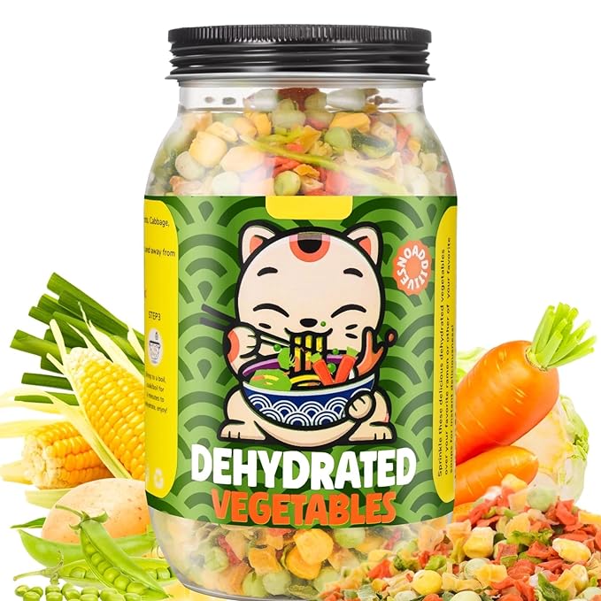 Freeze Dried Mixed Dehydrated Vegetables - 10.58oz Natural Ramen Toppings Vegetable Flakes, No Gluten& No Allergen, Dry Veggie for Cooking, Camping, Emergency Supply