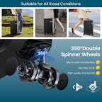 Hoteel 5 Piece Luggage Set (4-YEAR WARRANTY) ABS+PC Hardshell Carry on Suitcase with Spinner Wheels & TSA Lock for Men and Women, Rolling Suit Case for Plane, Travel, Business, Black (20/24/28/DB/TB)