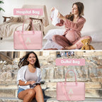 Letter Weekender Bags for Womens- Duffle Bag with Shoe Compartment Personalized Overnight Bag with Toiletry Bag Duffel Bags for Gym Hospital Bags Gift for Women Pink (Letter A)