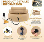 KingCamp Inflatable Couch for Camping, Portable Foldable Eco-Friendly Reach-Certified PVC Liner Air Lounger Blow Up Sofa with Foot Pump, Pegs, Repair Kit & Removable Cover