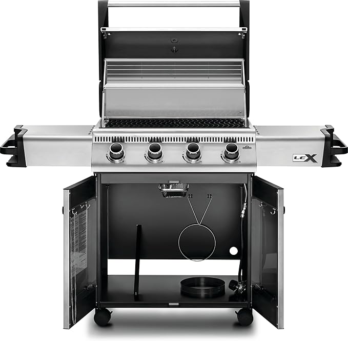 Napoleon 485 Stainless Steel Propane Gas Outdoor Grill – 4-Burner BBQ with Instant Ignition & Locking Caster Wheels