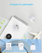2 Pack Australia New Zealand Power Plug Adapter, Australia Travel Adapter with 3 American Outlets 4 USB Charging Ports (2 USB C), Type I Plug Adapter for US to Australia, Argentina, China