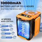 Portable Waist Fan Rechargeable, 10000mAh Personal Shirt Fans, 4 Speeds 10000RPM Clip Belt Fan, Hands-Free Neck Fan for Camping, Jobsite, Outdoor Work - Up to 48H Cooling