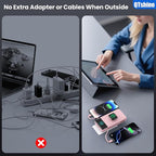 Portable Charger 40800mAh Power Bank with Built-in Cables,Wall Plug and iWatch Charger,6-in-1 QC4.0+25W PD USB C Fast Phone Charging,LCD Display Battery Pack for iPhone 16/15,Apple Watch,Galaxy-Pink