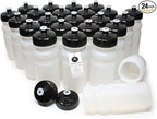 Rolling Sands USA Made 20 Ounce Sports Water Bottles - 24-Pack Bulk BPA-Free Blank Sports Bottles for Teams & Classrooms - Clear Frost Bottle/Black Lid, No Smell No Taste