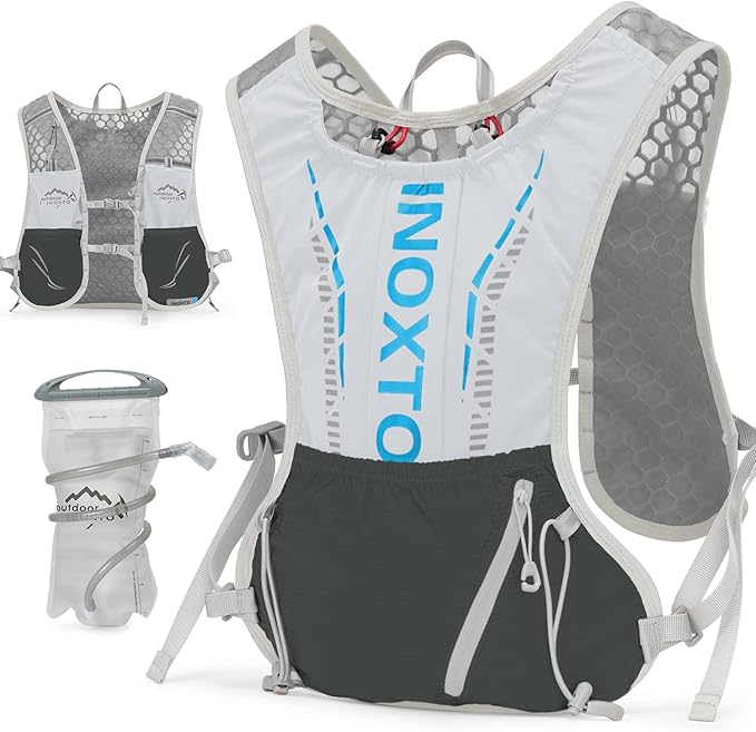INOXTO Hydration Vest Backpack,Lightweight Water Running Vest Pack with 1.5L Water Bladder Bag Daypack for Hiking Trail Running Cycling Race Marathon for Women Men