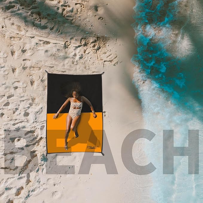 Frelaxy Pocket Picnic Blanket, Waterproof Sandproof Beach Mat, Compact Camping Tarp for Festivals, Hiking, Travel, Outdoor Recreation