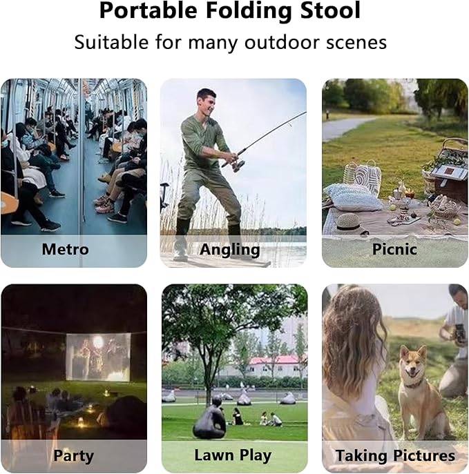 SNZ Portable Folding Camping Stool - Lightweight Folding Stool Chair, Portable Collapsible Seat with 250lbs Capacity - Mini Travel Chair for Camping, Hiking, Fishing & Outdoor Events (Black)