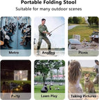 SNZ Portable Folding Camping Stool - Lightweight Folding Stool Chair, Portable Collapsible Seat with 250lbs Capacity - Mini Travel Chair for Camping, Hiking, Fishing & Outdoor Events (Black)