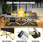 YELLOW JACKET Folding Camping Cot for Adults,600LBS Max Load,28" Wide Sleeping Cot with Removable Thick Mattress Portable Foldable Camping Bed with Carry Bag for Camp,Home,Office,Travel,Black