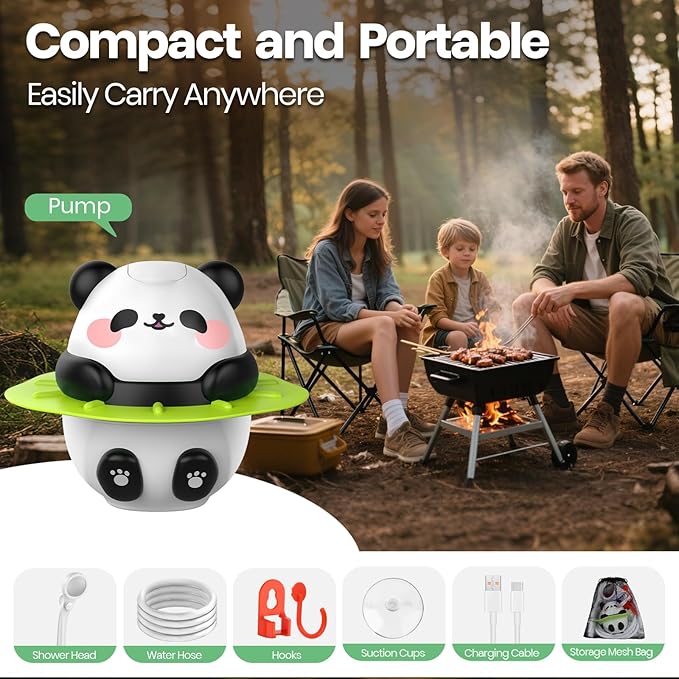 Portable Camping Shower, 10500mAh Camp Shower with 3 Spray Modes, IPX7 Waterproof Outdoor Shower, Perfect for Hiking, Beach, Pets & Car Wash