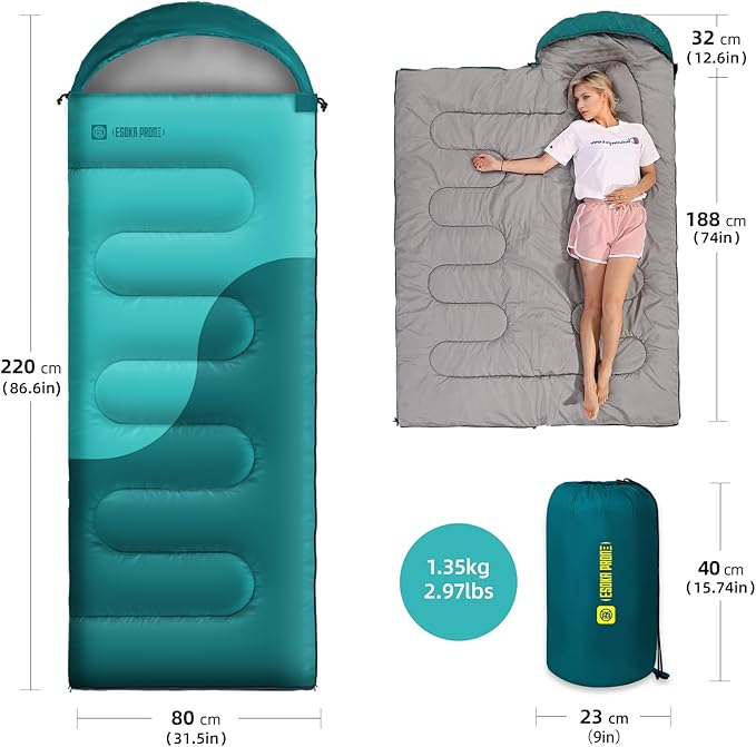 Sleeping Bags for Adults&Kids,Lightweight Waterproof Warm Weather Sleeping Bag,Compact Portable Sleeping Bag for Camping,Essentials Gear for Camping Hiking Outdoor Travel