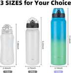OLDLEY Insulated Water Bottle 32oz Water Bottles with Straw, Stainless Steel Water Bottle with 3 Lids, Double Wall Vacuum Bottles for Adult,Sports Bottles for School Travel,Tropical Rainforest