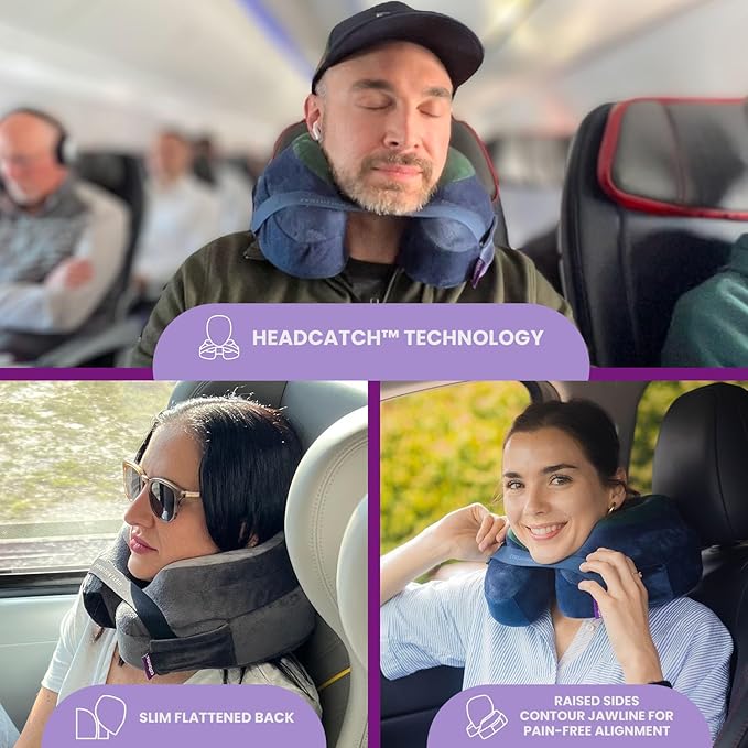 Cabeau Softest Neck Pillow for Travel – Evolution Earth Deluxe – 360° Head, Neck and Chin Support for Sleeping – Sustainable Memory Foam - Removable, Washable Cover with Compact Carrying Case (Fire)