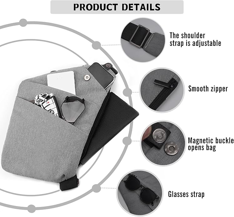 Travel Anti Pickpocket Purses, Slim Carry Crossbody Bag for Women & Man Travel Safe, Waterproof