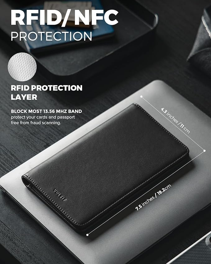 VULKIT Passport Holder Wallet RFID Blocking Travel Wallet for Men & Women