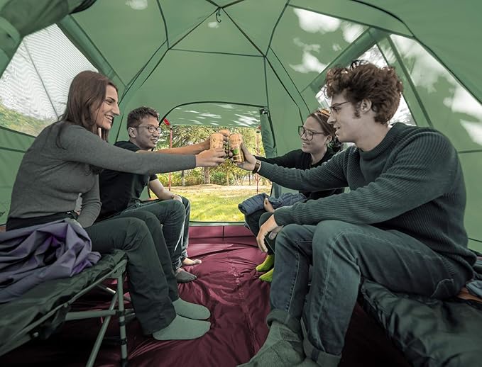 KAZOO 2／4 Person Camping Tent Outdoor Waterproof Family Large Tents 2/4 People Easy Setup Tent with Porch Double Layer