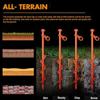 Zhengmy 12 Pcs Ground Anchors Screw in, 12 Inch Heavy Duty Tent Stakes with Trampoline Anchor Hook Ground Stakes for Camping Tent Canopies Ports Sheds Swing Sets Securing Animals (Orange)