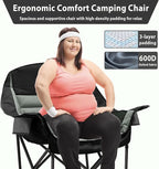 Oversized Camping Chair, Portable Folding Camping Chairs with Side Pocket, Cup Holder and Carry Bag, Heavy Duty Outdoor Camping Chairs for Adults, Fishing, Sports, Trip, up to 400lbs, Style 4