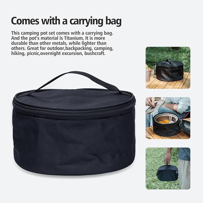 Boundless Voyage Titanium Pot Multifunctional Rice Cooker 2L+0.9L Pot Set Ultralight Outdoor Camping Cookware