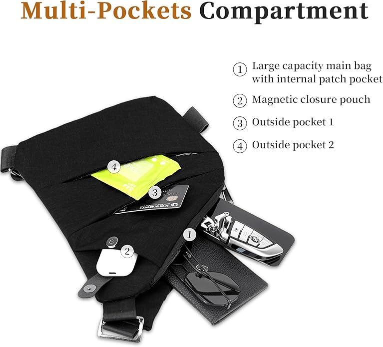 Anti Theft Crossbody Travel Bag for Women Men,Multi-pocket Crossbody Bag,Slim Sling Bag with Adjustable Strap