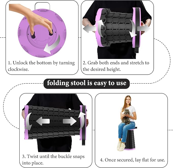 2025 Upgraded Portable Folding Stool, Collapsible Stools, 600lbs Max Weight, Lightweight But Sturdy, Telescoping Foldable Camping Stool for Outdoor Fishing Hiking Travel BBQ