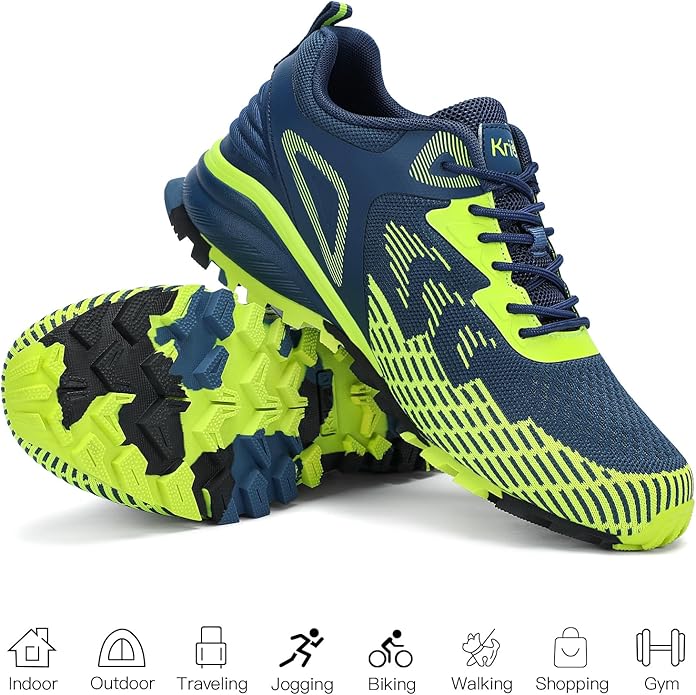 Kricely Men's Trail Running Shoes Non Slip Hiking Shoes Tennis Shoes Fashion Sneakers Workout Footwear