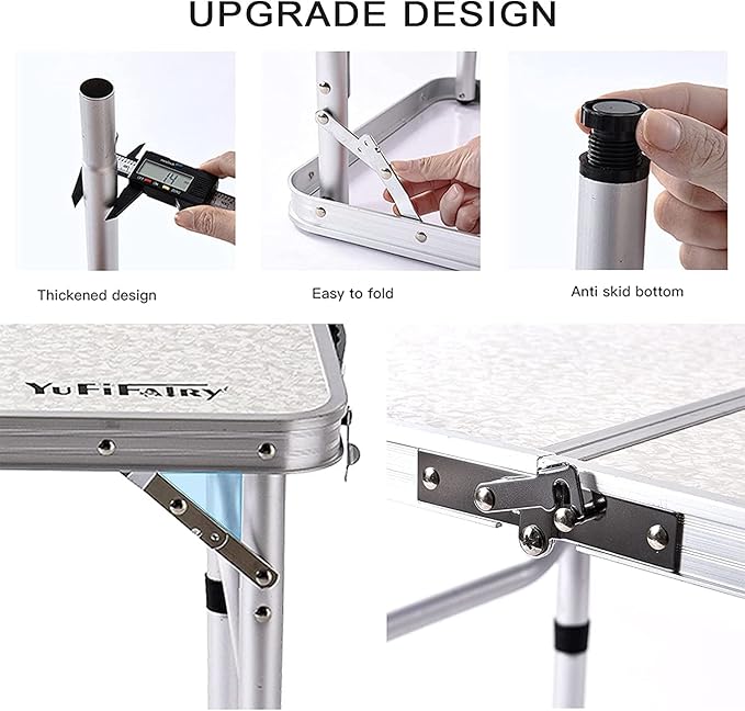 Folding Camping Table, 36''L x24''W Camp Aluminum Table with Adjustable Height Legs, Indoor Outdoor Lightweight Portable Folding Dining Table for Camp Picnic Beach BBQ Cooking 3Ft（2 Heights 15"/28"）