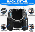 Reflective Hydration Running Vest Backpack | Lightweight 1.6L Water Bladder Bag for Trail Running, Cycling & Marathon | Perfect for Men & Women with Mobile Holder & Multiple Pockets | Premium Black