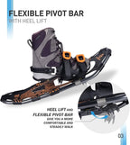 G2 21/25/30 Inches Light Weight Snowshoes for Women Men Youth, Set with Trekking Poles, Tote Bag, Gaiters,Special Fast Ratchet Binding, Orang/Blue/Red Available