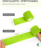 FriCARE Self Adhesive Bandage Wrap, Medical Tape in First Aid Kit, Cohesive Bandages for Wounds Sport Vet, FSA/HSA Eligible, 2 Inches X 5 Yards 6 Rolls, Grass Green