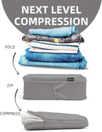 6 Set Compression Packing Cubes, Suitcase Storage Bags for Clothes and Travel Essentials (Silver Gray)