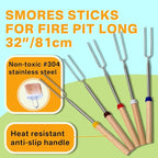 6-in-1 Dutch Oven Camping Accessories Kit - Campfire Cooking Equipment with Marshmallow Roasting Sticks, Heat-Resistant Gloves, 16" Scissors Tongs, Lid Lifter & Lid Stand