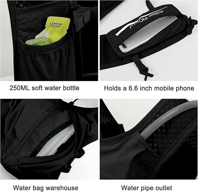 INOXTO Running Hydration Vest Backpack,Lightweight Insulated Pack with 1.5L Water Bladder Bag Daypack for Hiking Trail Running Cycling Race Marathon for Women Men