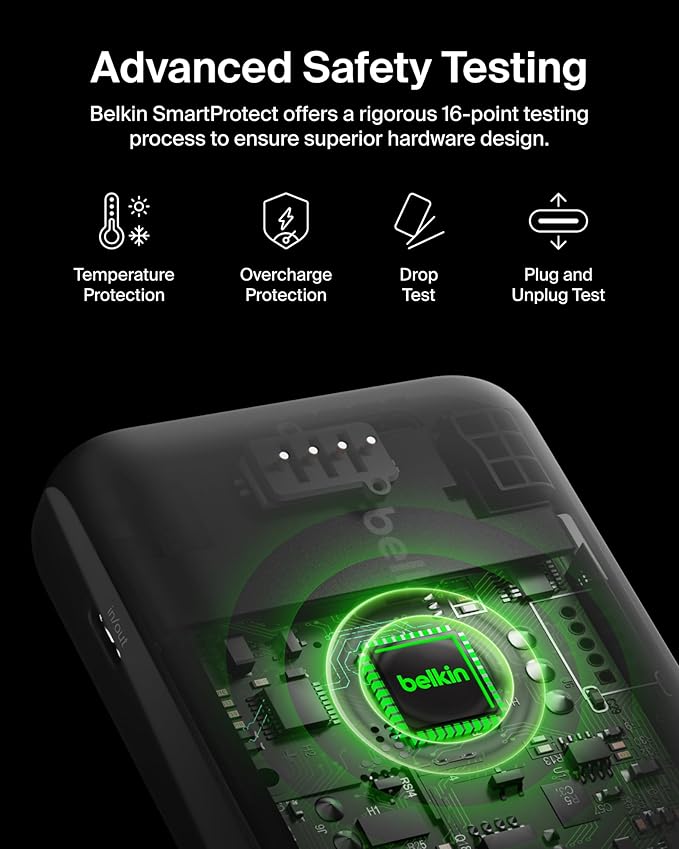 Belkin Portable Charger, MagSafe Charger Wireless Power Bank - 7.5W Wireless Charger - Portable Magnetic Battery Pack - iPhone 16, 15, 14, 13, Plus, Pro, Max, AirPods, Google Pixel 10, etc. - White