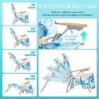 #WEJOY Folding Beach Chair for Adults, 4-Position Aluminum Lightweight Beach Chair, Low Sands Chairs with Shoulder Strap, Cup Holder and Padded Headrest, Supports 265lbs for Lawn