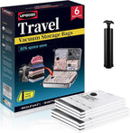 Travel Vacuum Bags for Luggage with Hand Pump,Vacuum Seal Bags for Clothing,Packing Cubes Compression,Cruise Ship and Travel Essentials(Combo 6 Pack)