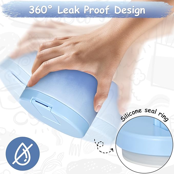 12oz Insulated Vacuum Food Jar with Buckle Lid Wide Mouth Soup Thermo for Hot Food Kids Leakproof Stainless Steel Lunch Container (Gradient Blue, 12OZ)