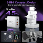 USB C Fast Wall Charger Block, 3Pack 60W USBC Charging Cubes, 5-Port PD+QC Power Adapter Multiport Brick Type C Box Plug for Phone 17/16/15/14/13/12/11/Pro Max/Plus, Pad Mini/Pro/S25/S24-White