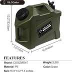 3.2 Gallon/5 Gallon Water Containers with Spigot, BPA Free Water Jug, Military Green Water Tank, Multifunction Water Storage Containers for Camping Outdoor Hiking,Emergency Stroage