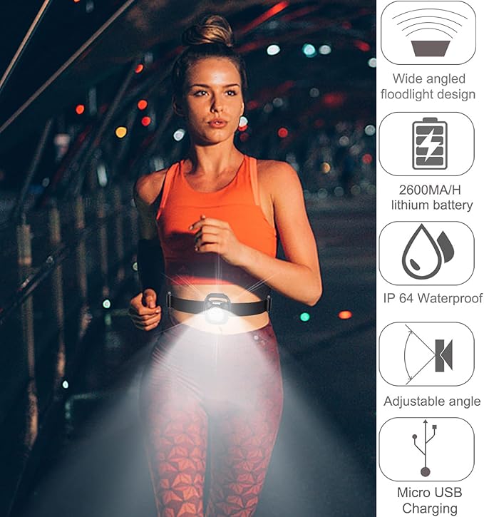 Suptig Outdoor Night Running Lights for Running Camping Hiking Jogging Outdoor Adventure- Hands-Free, Bright and Water-Resistant