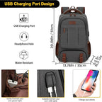 Tzowla Canvas Laptop Backpack, Bag for Men Women,Travel Work Rucksack Fits 17.3 Inch Laptop, Large Capacity Bookbag(Dark Grey)